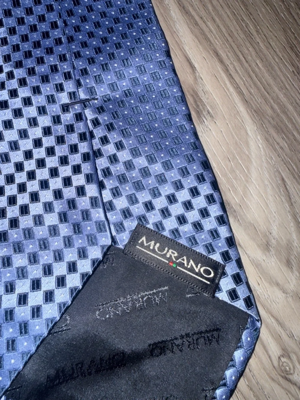 Murano Blue Checkered Silk Tie